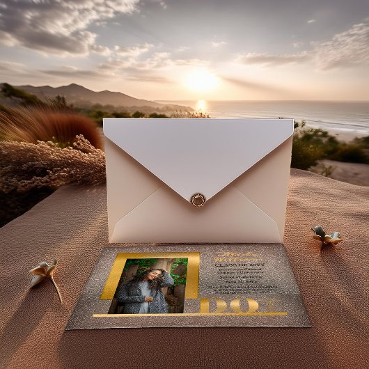 Eleganter Gold DO Caduceus Foto Abschluss Acryleinladungen