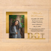 Eleganter Gold DO Caduceus Foto Abschluss Acryleinladungen (Vorderseite)