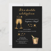 Eleganter Gold Double Celebration Joint Geburtstag Einladung (Vorderseite)
