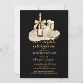Eleganter Gold Double Celebration Joint Geburtstag Einladung (Vorderseite)