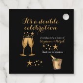 Eleganter Gold Double Celebration Joint Geburtstag Geschenkanhänger (Rückseite)