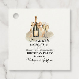 Eleganter Gold Double Celebration Joint Geburtstag Geschenkanhänger