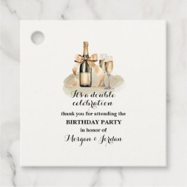 Eleganter Gold Double Celebration Joint Geburtstag Geschenkanhänger