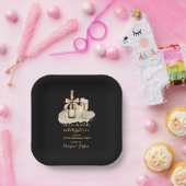 Eleganter Gold Double Celebration Joint Geburtstag Pappteller (Party)