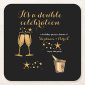 Eleganter Gold Double Celebration Joint Geburtstag Rechteckiger Pappuntersetzer (Vorderseite)