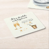 Eleganter Gold Double Celebration Joint Geburtstag Rechteckiger Pappuntersetzer (angewinkelt)