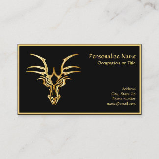 Eleganter Gold Dragon Head auf Black Business Card Visitenkarte