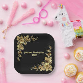 Eleganter Gold Erntedank Pappteller (Party)