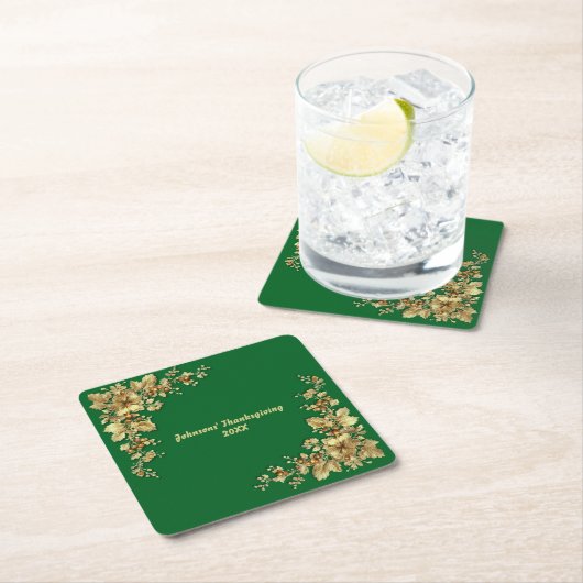 Eleganter Gold Erntedank Rechteckiger Pappuntersetzer (Vor Ort)