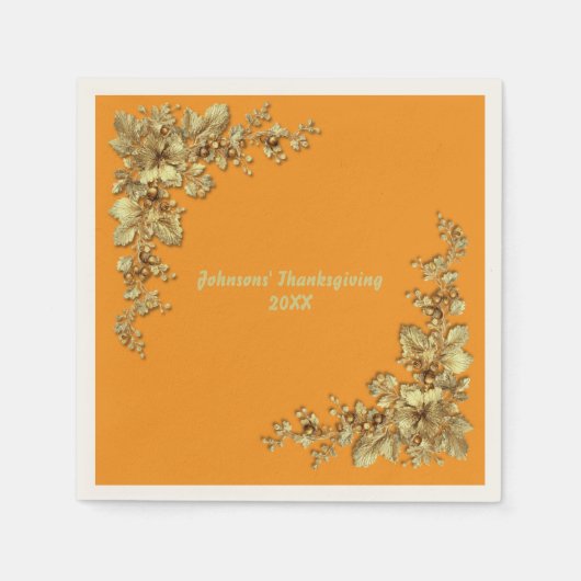 Eleganter Gold Erntedank Serviette (Vorderseite)