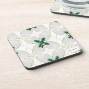 Eleganter Gold-Eukalyptus-MerryMist-Feiertags-Kork Getränkeuntersetzer