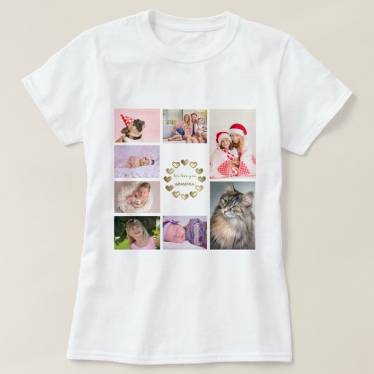 Eleganter Gold Family Foto Collage Muttertag T-Shirt (Design vorne)