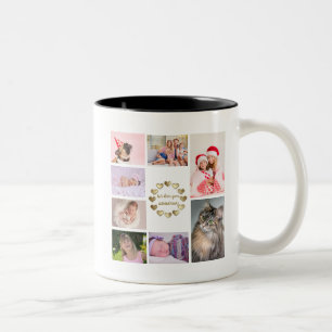 Eleganter Gold Family Foto Collage Muttertag Zweifarbige Tasse