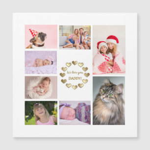 Eleganter Gold Family Foto Collage Vatertag Magnetkarte