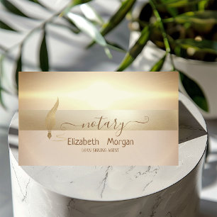 Eleganter Gold Feather Notary Signing Agent Visitenkarte