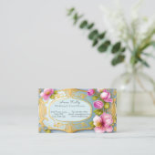 Eleganter Gold Filigree Pink Wedding Event Planner Visitenkarte (Stehend Vorderseite)