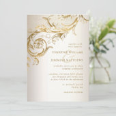 Eleganter Gold Floral Damask auf einer UAWG Einladung (Stehend Vorderseite)