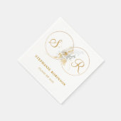 Eleganter Gold Floral Monogram Abschluss Serviette (Ecke)