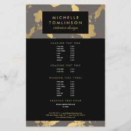 Eleganter Gold Floral Muster Gray Designer Flyer