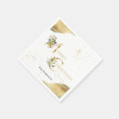 Eleganter Gold Foil Bloral Glitzer Frohe Weihnacht Serviette (Ecke)