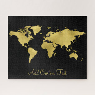 Eleganter Gold Foil World Earth Map Benutzerdefini Puzzle