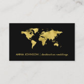 Eleganter Gold Foil World Map Global Travel Agent Visitenkarte (Vorderseite)