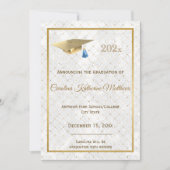 Eleganter Gold Foto Blue Cap Abschluss Ankündigung (Vorderseite)