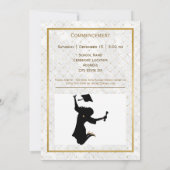 Eleganter Gold Foto Blue Cap Abschluss Ankündigung (Rückseite)