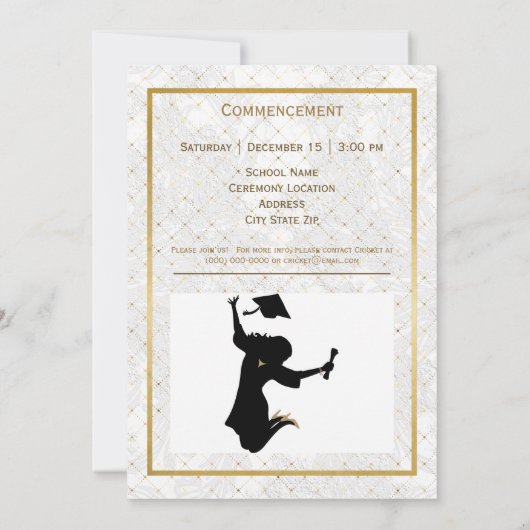 Eleganter Gold Foto Blue Cap Abschluss Ankündigung (Rückseite)