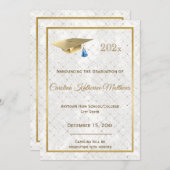 Eleganter Gold Foto Blue Cap Abschluss Ankündigung (Vorne/Hinten)