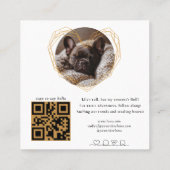 Eleganter Gold Foto Dog Pet Social Media QR Code Quadratische Visitenkarte (Rückseite)