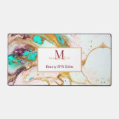 Eleganter Gold Fox Marmor Monogram Beauty Salon Schreibtischunterlage (Vorderseite)