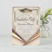Eleganter Gold Frame Cap Abschluss Einladung (Stehend Vorderseite)