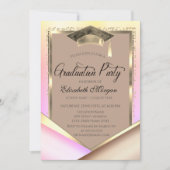 Eleganter Gold Frame Diamonds Ombre Abschluss Einladung (Vorderseite)