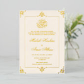 Eleganter Gold Frame islamische Hochzeit Luxus Folieneinladung (Stehend vorne)