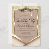 Eleganter Gold Frame Sequins Abschluss Einladung (Vorderseite)