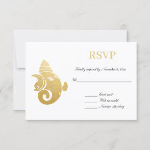 Eleganter Gold Ganapati   Indische Hochzeits-RSVP Einladung