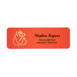 Eleganter Gold Ganesh/Indischer Gott Orange Damask