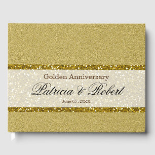 Eleganter Gold Glitter 50. Hochzeitstag Gästebuch
