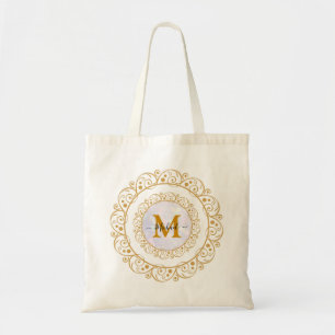 Eleganter Gold-Glitter Anfangsbuchstabe & Name Tragetasche