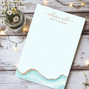 Eleganter Gold Glitter Blaues Marmor Achat Modern  Post-it Klebezettel