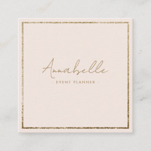 Eleganter Gold Glitter & Blush Pink Rahmen Minimal Quadratische Visitenkarte