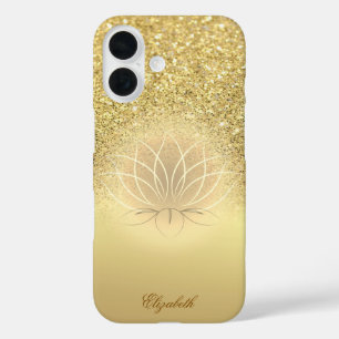 Eleganter Gold Glitter Bokeh Lotus iPhone 16 Hülle