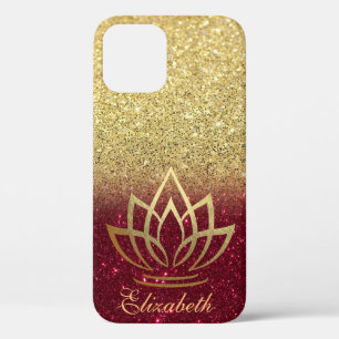 Eleganter Gold Glitter Gold Lotus Rot Case-Mate iPhone Hülle