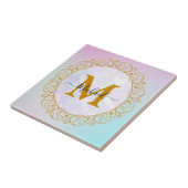 Eleganter Gold-Glitter-Initialbuchstabe & Name Fliese (Seite)