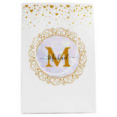 Eleganter Gold-Glitter-Initialbuchstabe & Name Mittlere Geschenktüte (Vorderseite)