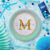 Eleganter Gold-Glitter-Initialbuchstabe & Name Pappteller (Party)