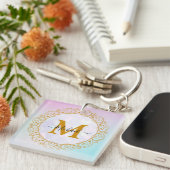 Eleganter Gold-Glitter-Initialbuchstabe & Name Schlüsselanhänger (Vorderseite rechts)