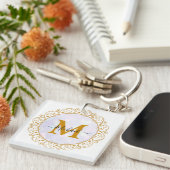 Eleganter Gold-Glitter-Initialbuchstabe & Name Schlüsselanhänger (Vorderseite rechts)