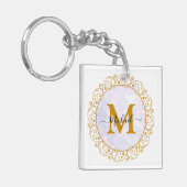 Eleganter Gold-Glitter-Initialbuchstabe & Name Schlüsselanhänger (Vorderseite links)